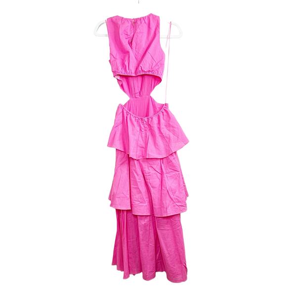 Mable NWOT Barbie Pink Trend Setter Sleeveless Cutout Tiered Maxi Dress Small - Picture 4 of 7